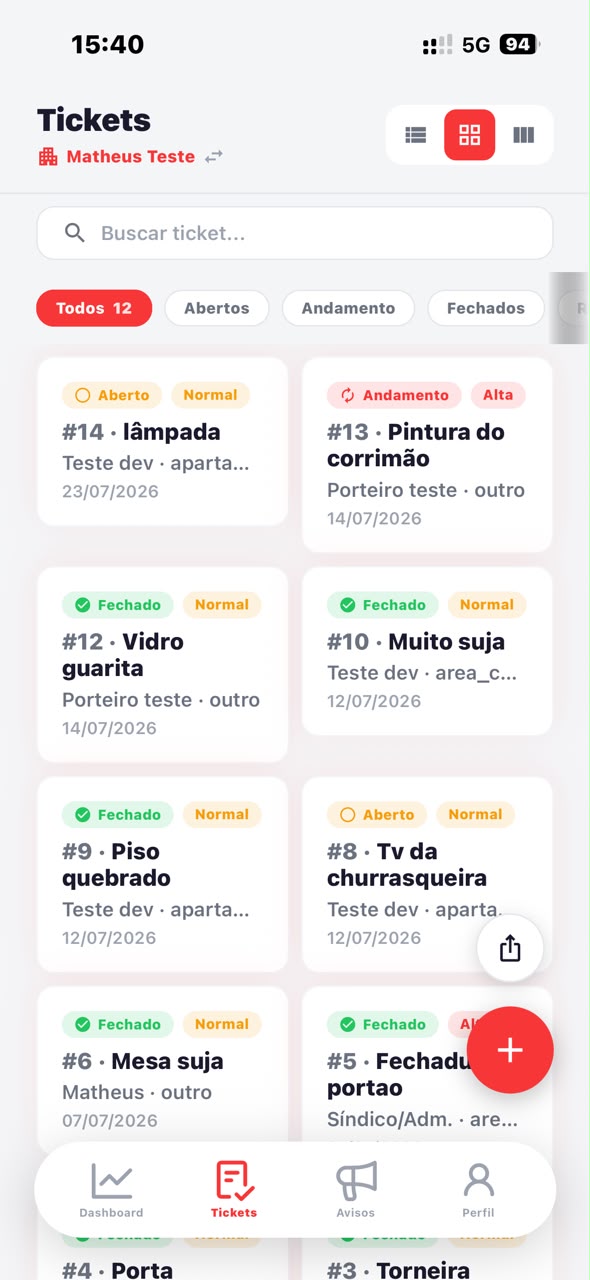 App Sysgate Serviços - fila de chamados